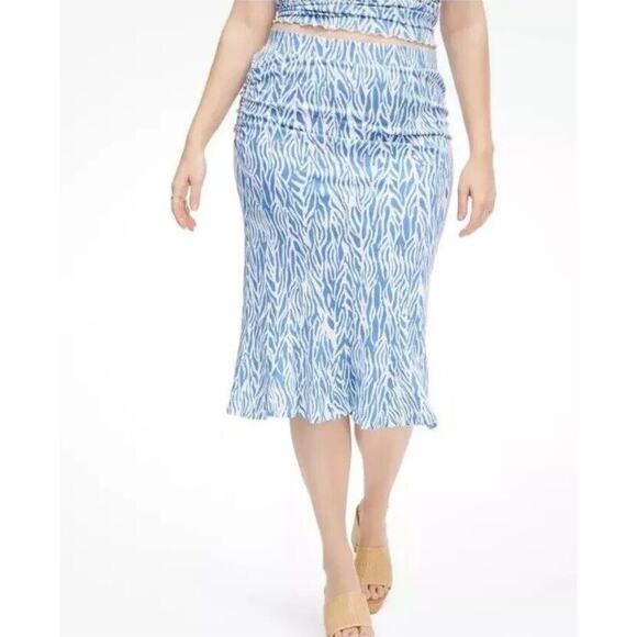 DVF Diane Von Furstenberg Target Women's A-Line Sea Twig Blue Skirt Size L Large - Picture 5 of 14